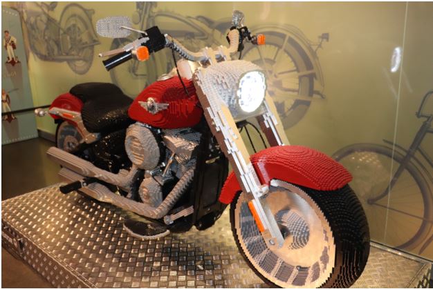 Full size Harley motorcycle made of legos