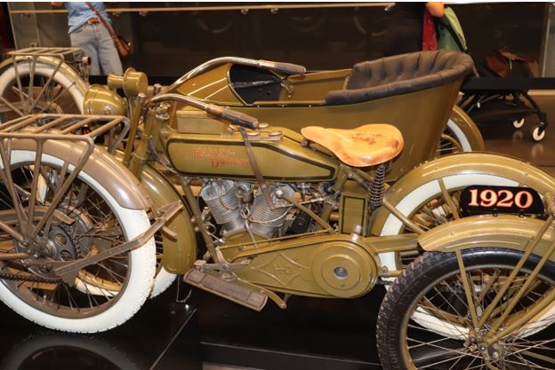 A 1920 Harley Davidson with side car