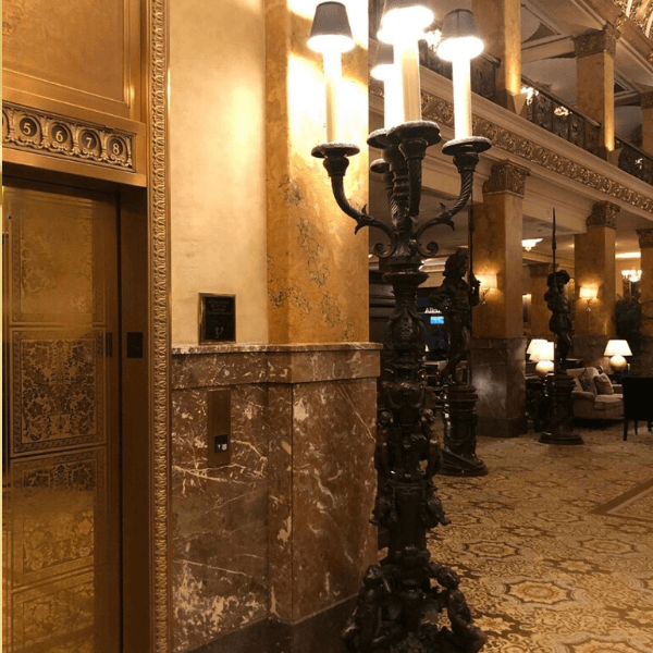 Amazing Light by the elevator of the Pfister Hotel