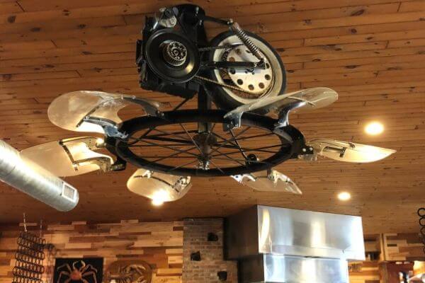 An unusual ceiling fan at Doc's Harley Davidson