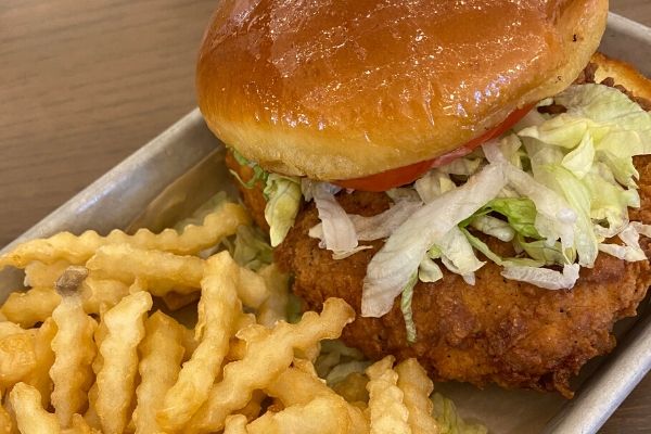 Chicken Sandwich and Fries at The Soda Fountain