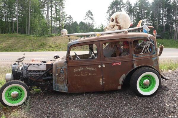 Old Gangster car at Bonnie and Clydes Ganster Park, Wisconsin