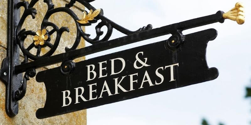 A bed and Breakfast sign from a winter staycation 