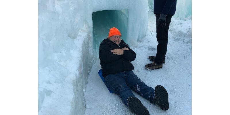 Gary sliding on the ice