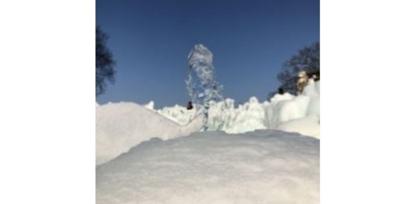 Bubbling water through the snow