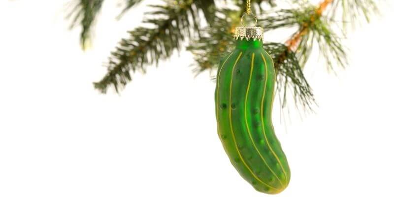 Christmas tradition of haning a pickle ornament