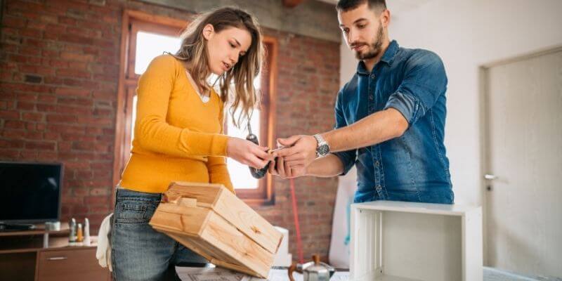 A couple doing a home project