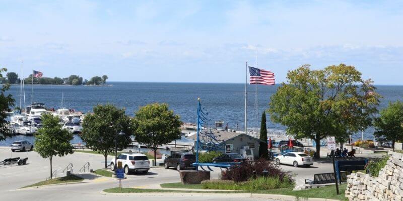 Door County Coast with sail boats