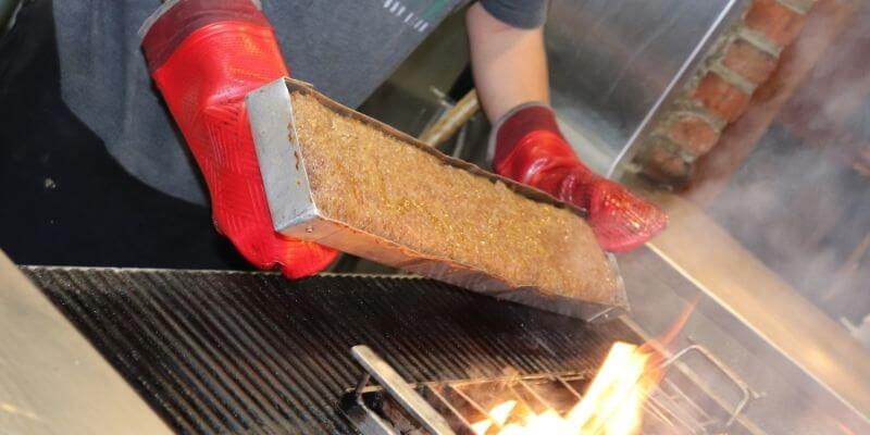 imeline burger being cooked