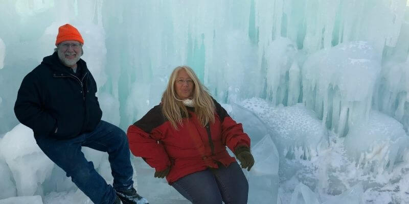 Gary and Michelle having fun at the ice castles