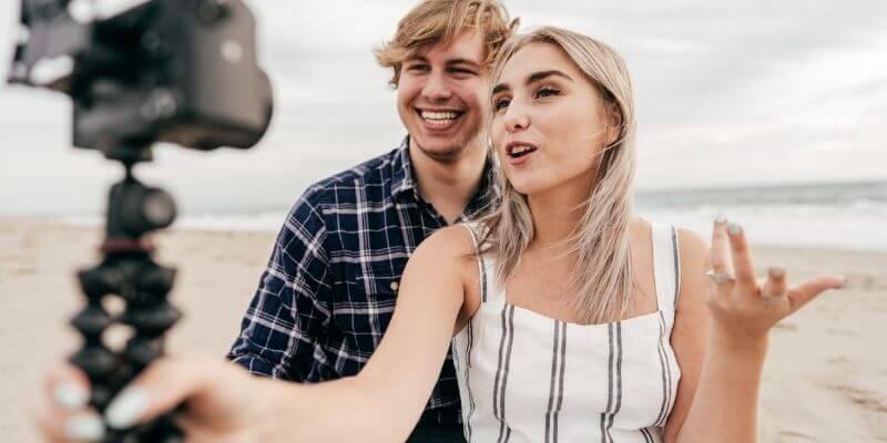 A couple taking a selfie