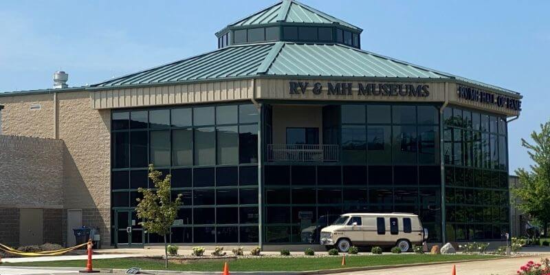 RV hall of fame museum building and van rv