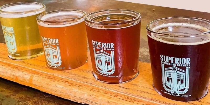 Flight of beer at Superior Brewery