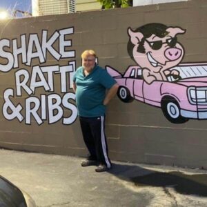 Gary with a pink Limo wall art