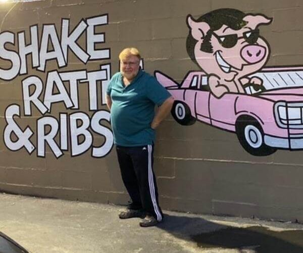 Gary with a pink Limo wall art