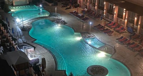Nighttime swimming pool