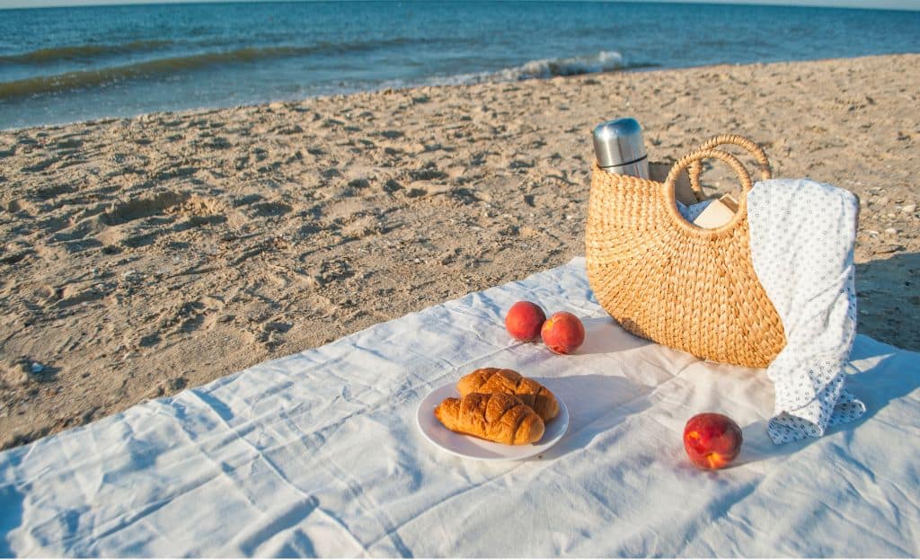 Romantic getaway in Charleston picnic on Folly Beach