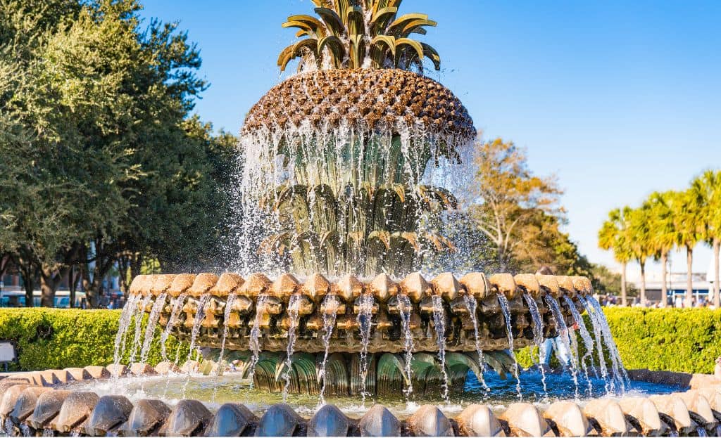 Romantic getaway in Charleston Pineapple fountain