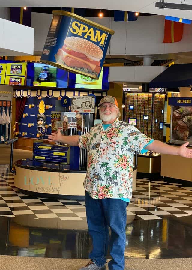 Gary at the entrance of the Spam Museum Austin MN
