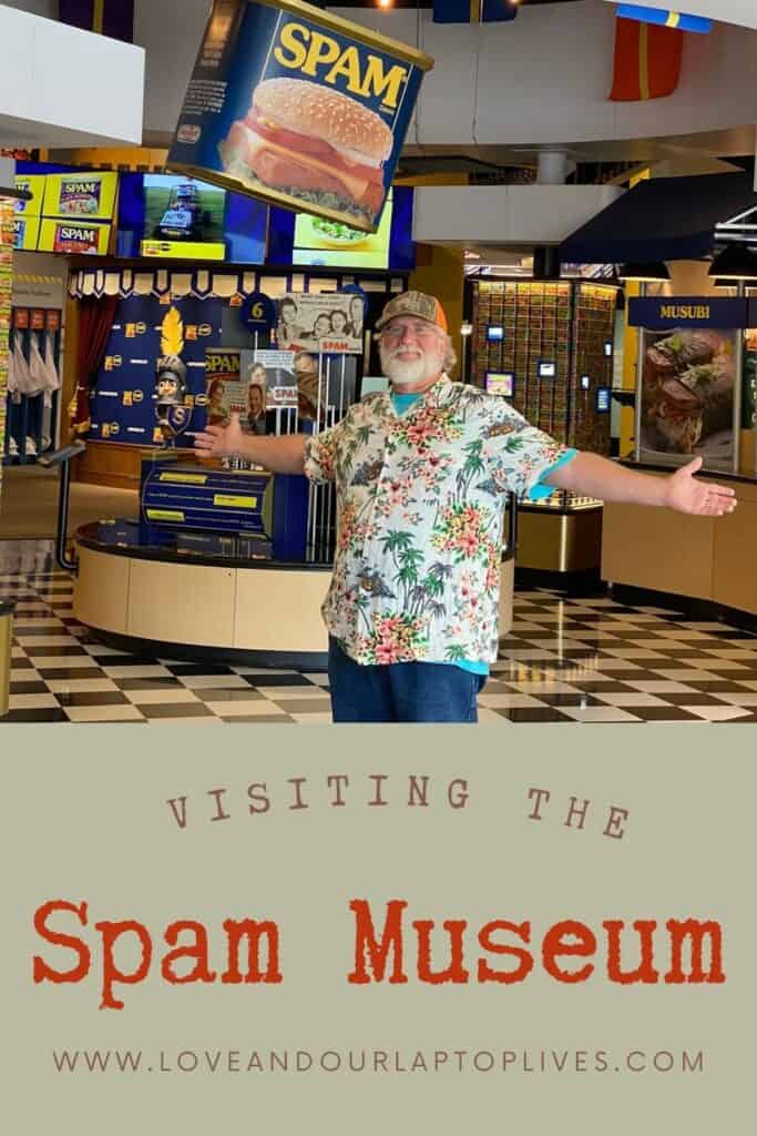 Gary at the entrance of the SPam Museum
